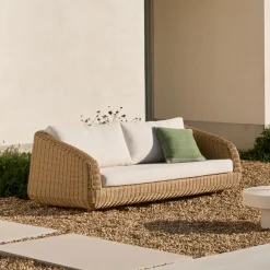 New Kave Home 3-zits Loungebank Meria Rattan