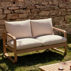 Clearance Kave Home 2-zits Loungebank Sacaleta Eucalyptushout Beige