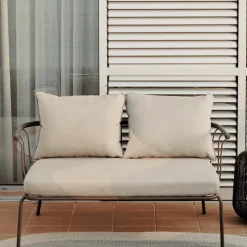 Kave Home 2-zits Loungebank Salguer Gevlochten touw en staal, kleur Beige