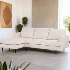 Best BASE 3-zits Loungebank Shikita Links/Rechts, Rib, kleur Beige