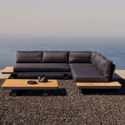 Outlet Kave Home 5-zits Loungeset Tosqueta Teakhout Donkergrijs