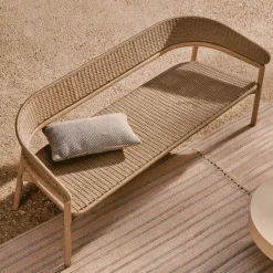 Hot Kave Home 3-zits Tuinbank Arinella Acaciahout en geweven touw Beige