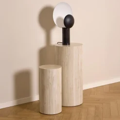 Outlet Bendt Zuil Flavian Travertinlook, Set van 2 stuks, kleur Beige