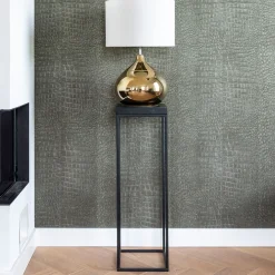 Richmond Interiors Zuil Oakura Hout en Staal, 95cm hoog, kleur Zwart