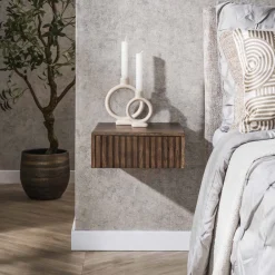 Discount LifestyleFurn Zwevend Nachtkastje Alania Met 1 lade, Acaciahout Massief acacia bruin