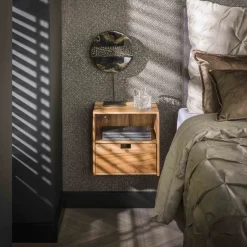 Online LifestyleFurn Zwevend Nachtkastje Calan Acaciahout, Set van 2 stuks Massief acacia naturel