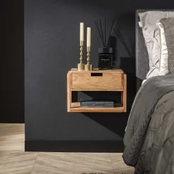 Discount LifestyleFurn Zwevend Nachtkastje Grover Acaciahout, 39 x 25cm Massief acacia naturel