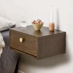 Sale Bendt Zwevend Nachtkastje Hebert Eikenfineer, Met 1 lade Bruin