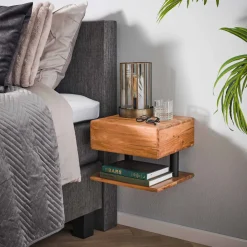 Hot LifestyleFurn Zwevend Nachtkastje Jaisa Met 1 lade, Acaciahout Massief acacia naturel