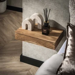 Best LifestyleFurn Zwevend Nachtkastje Tamia 40cm breed, Acaciahout, Set van 2 stuks Massief acacia naturel