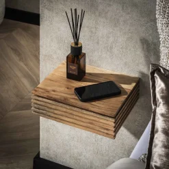 Hot LifestyleFurn Zwevend Nachtkastje Tamia Acaciahout, Met lade, Set van 2 stuks Massief acacia naturel